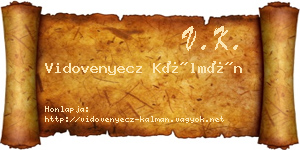 Vidovenyecz Kálmán névjegykártya